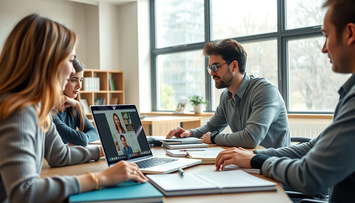 Learners collaborating in a study area